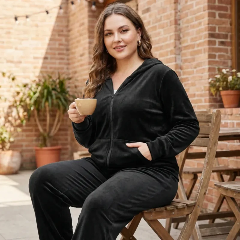 Set casual sportivo in velluto 2 pezzi